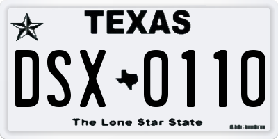 TX license plate DSX0110