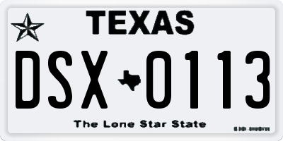TX license plate DSX0113