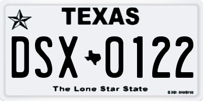 TX license plate DSX0122