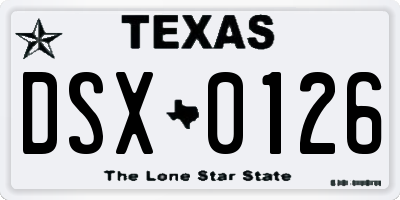 TX license plate DSX0126