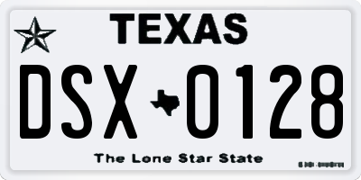 TX license plate DSX0128