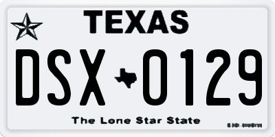 TX license plate DSX0129