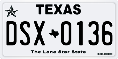 TX license plate DSX0136