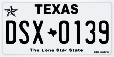 TX license plate DSX0139