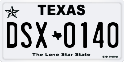 TX license plate DSX0140