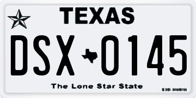 TX license plate DSX0145