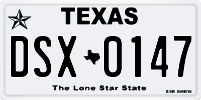 TX license plate DSX0147
