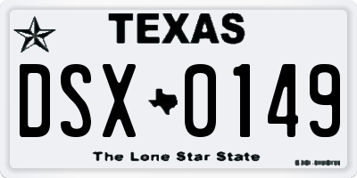 TX license plate DSX0149