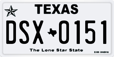 TX license plate DSX0151