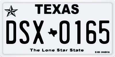 TX license plate DSX0165