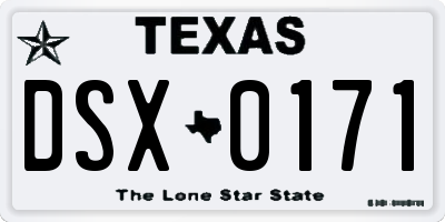 TX license plate DSX0171