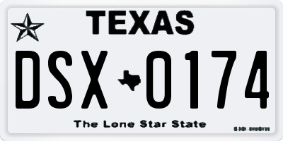 TX license plate DSX0174