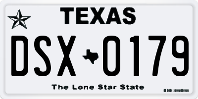 TX license plate DSX0179