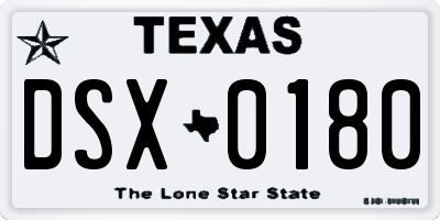 TX license plate DSX0180