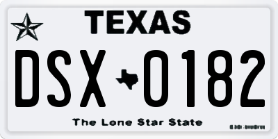 TX license plate DSX0182