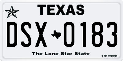 TX license plate DSX0183