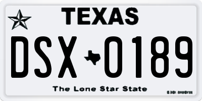 TX license plate DSX0189