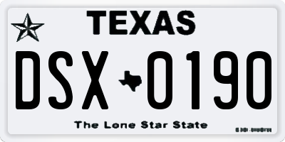 TX license plate DSX0190