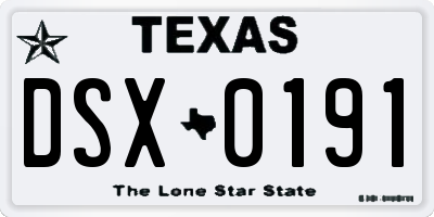 TX license plate DSX0191