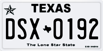TX license plate DSX0192