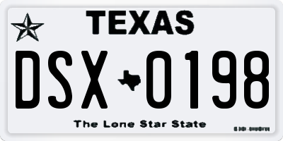 TX license plate DSX0198