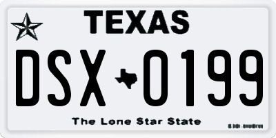 TX license plate DSX0199
