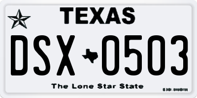 TX license plate DSX0503