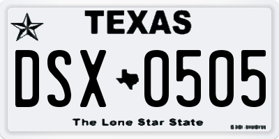 TX license plate DSX0505