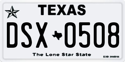 TX license plate DSX0508
