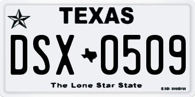 TX license plate DSX0509