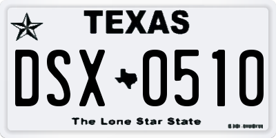 TX license plate DSX0510