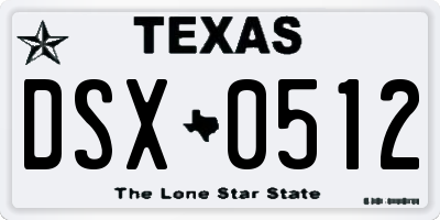 TX license plate DSX0512