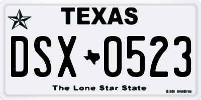 TX license plate DSX0523