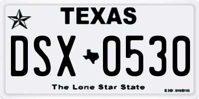 TX license plate DSX0530