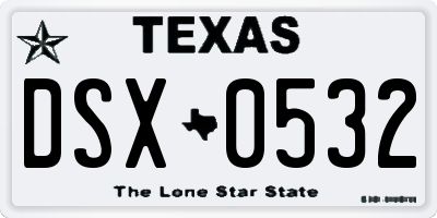 TX license plate DSX0532