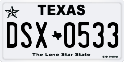 TX license plate DSX0533