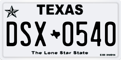 TX license plate DSX0540