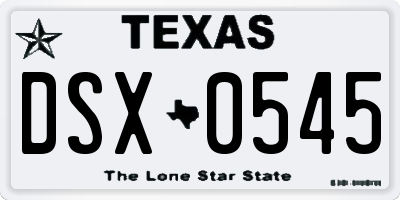 TX license plate DSX0545