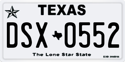 TX license plate DSX0552