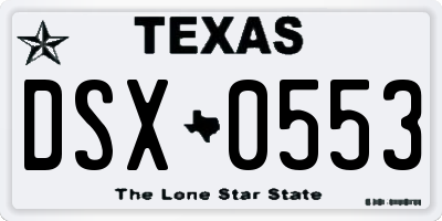 TX license plate DSX0553