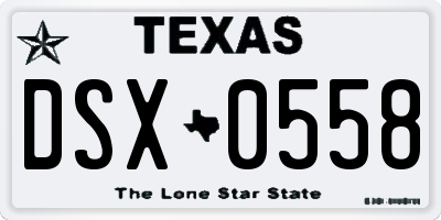 TX license plate DSX0558
