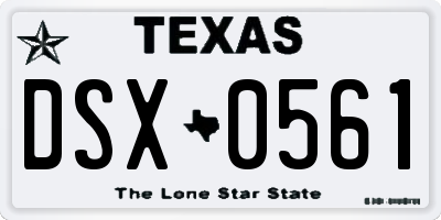 TX license plate DSX0561