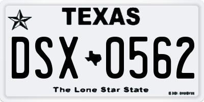TX license plate DSX0562