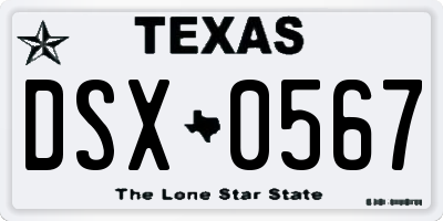 TX license plate DSX0567