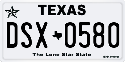 TX license plate DSX0580
