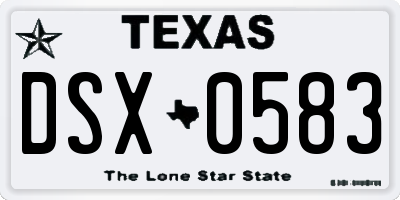 TX license plate DSX0583