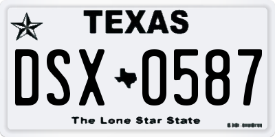 TX license plate DSX0587
