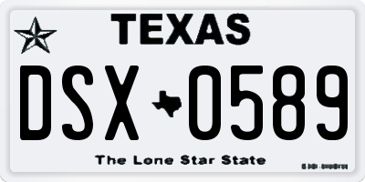 TX license plate DSX0589