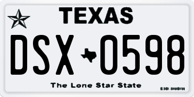 TX license plate DSX0598