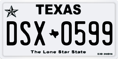TX license plate DSX0599